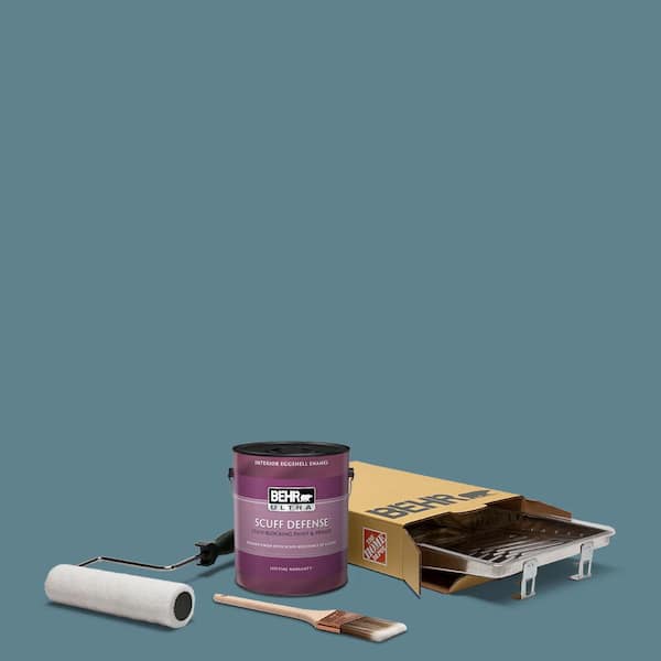 BEHR 1 gal. #S470-5 Blueprint Extra Durable Eggshell Enamel Interior Paint and 5-Piece Wooster Set All-in-One Project Kit