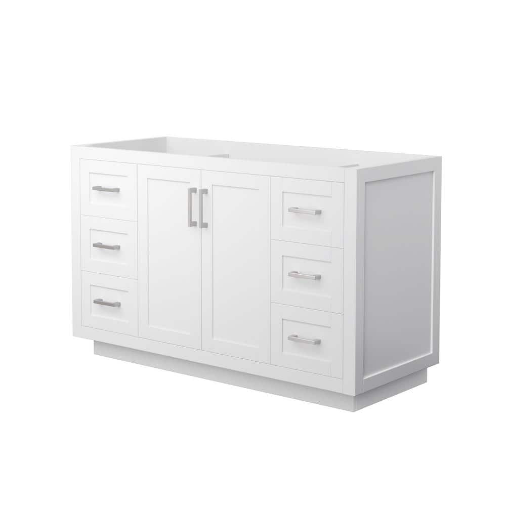 Miranda 54-Inch White Freestanding Single Bathroom Vanity with Brushed Nickel Trim
