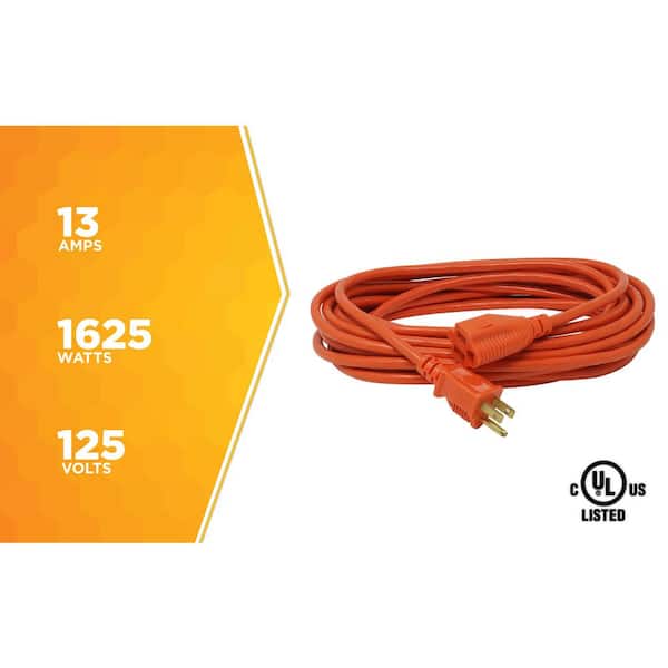 HDX 25 ft. 16/3 Light Duty Indoor/Outdoor Extension Cord, Orange HD#277-509  - The Home Depot