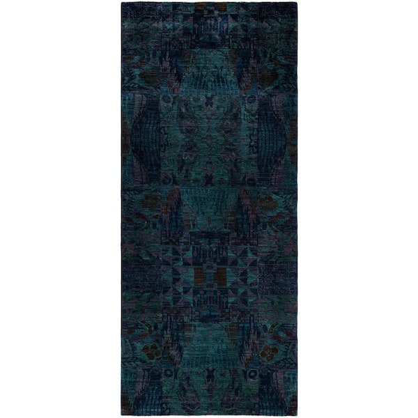 Overdyed Multi 5 ft. x 12 ft. Solid Wool Indoor Runner Rug