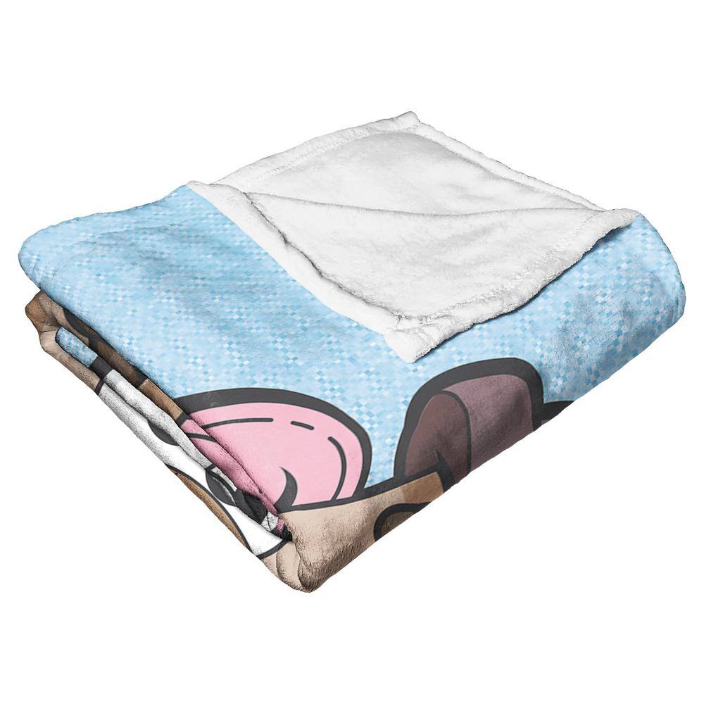 Feisty Little Spud Blue Sherpa Kids Throw Blanket