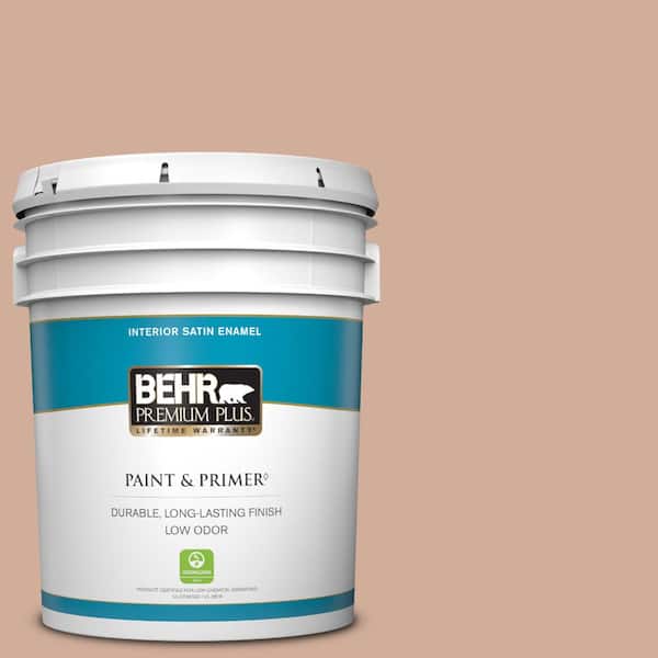 BEHR PREMIUM PLUS 5 gal. #S200-3 Iced Copper Satin Enamel Low Odor Interior Paint & Primer