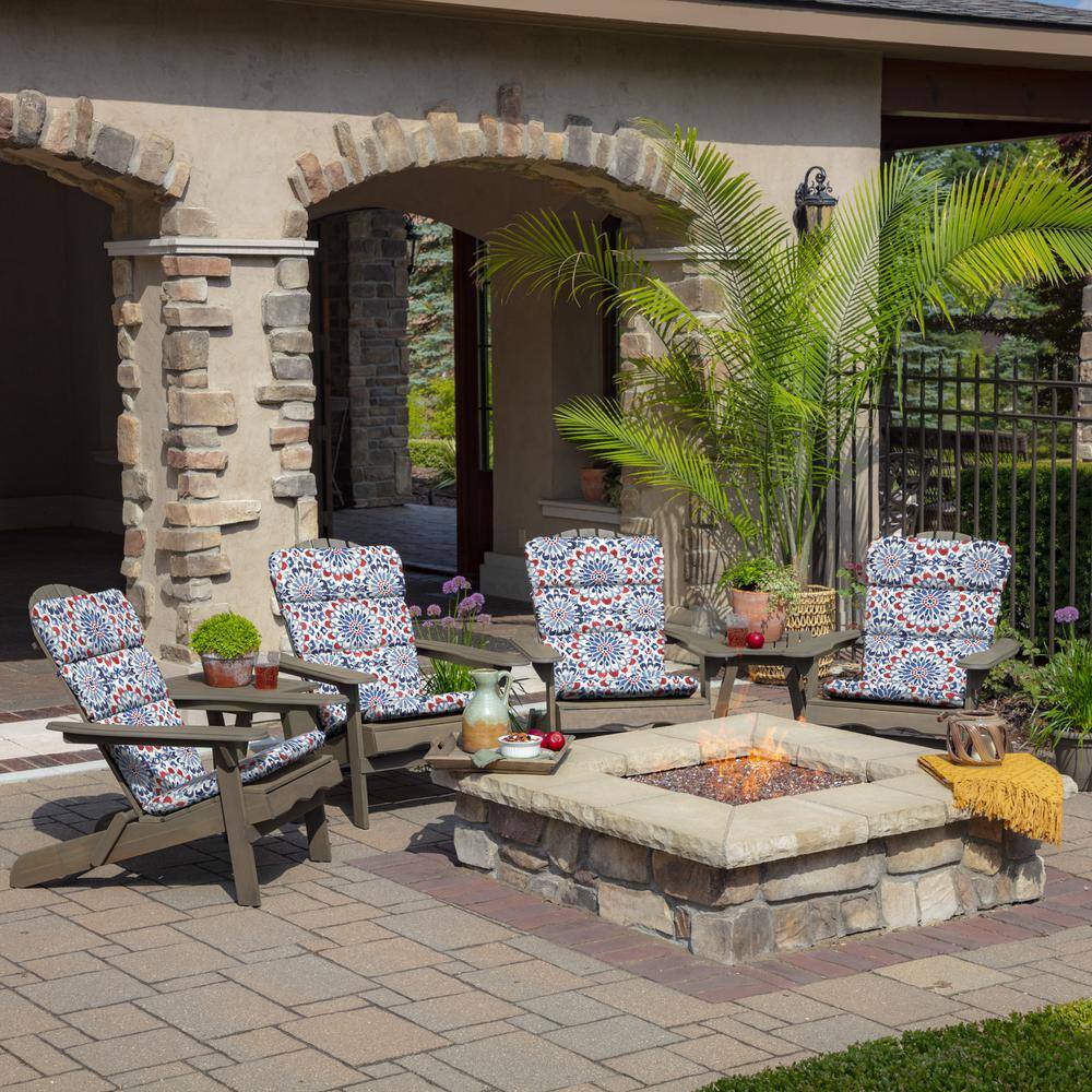 Clark Blue Boho-Chic Floral Adirondack Chair Cushion