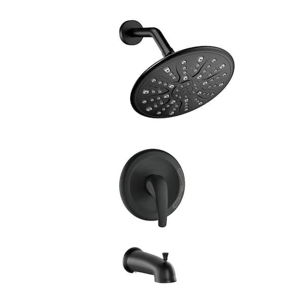 Inner Decor Dias 9 in. Dia Single-Handle 2-Spray Tub and Shower Faucet in Matte Black (Valve Included)