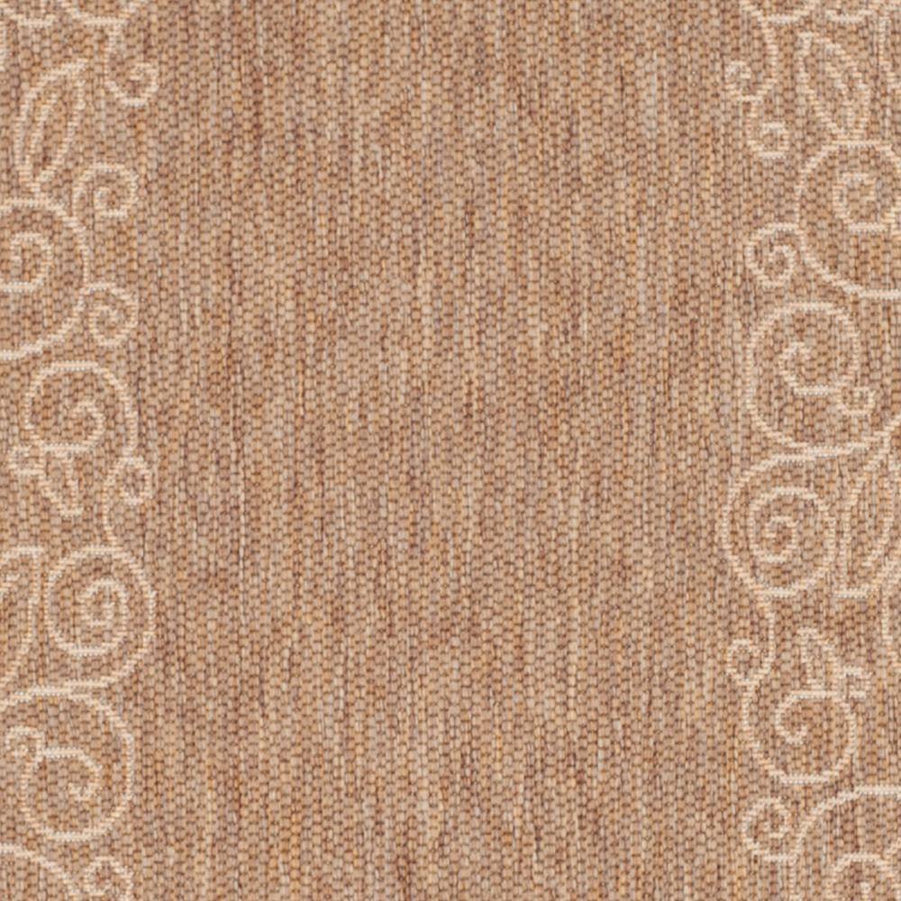 Elegant Dark Beige 31" Round Indoor/Outdoor Easy-Care Rug