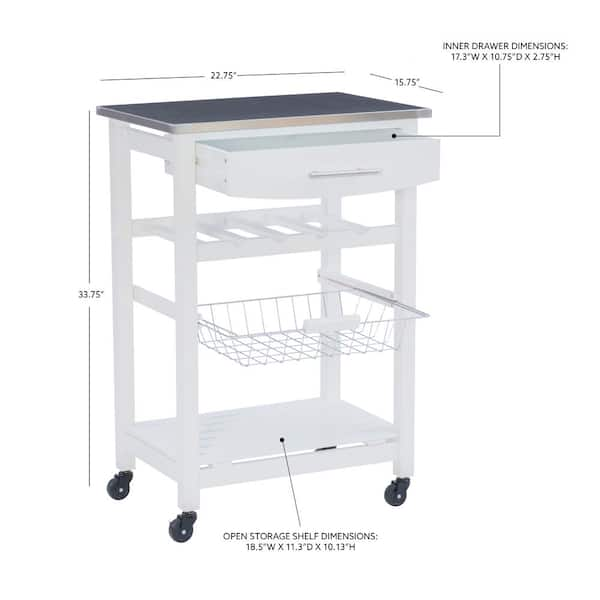 Linon Home Decor Todd Green Kitchen Cart with Granite Top and Storage