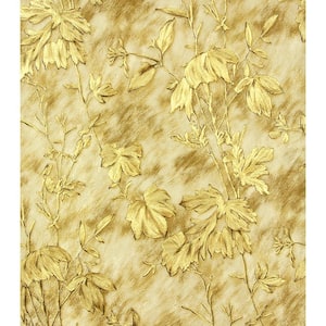 Portofino Gold Cow Leaves Gold Wallpaper Sample