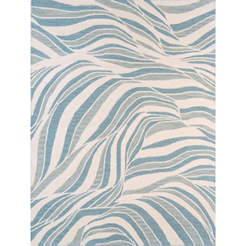 Verona Ivory/Teal 5 ft. x 8 ft. (5 ft. x 7 ft. 6 in.) Geometric Transitiona