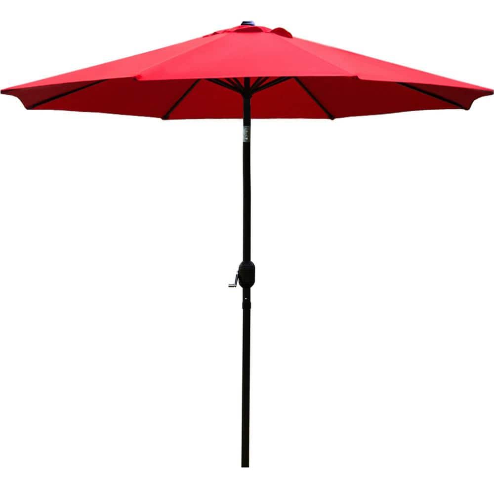 9 ft. Aluminum Pole Market Push Button Tilt Patio Umbrella in Red