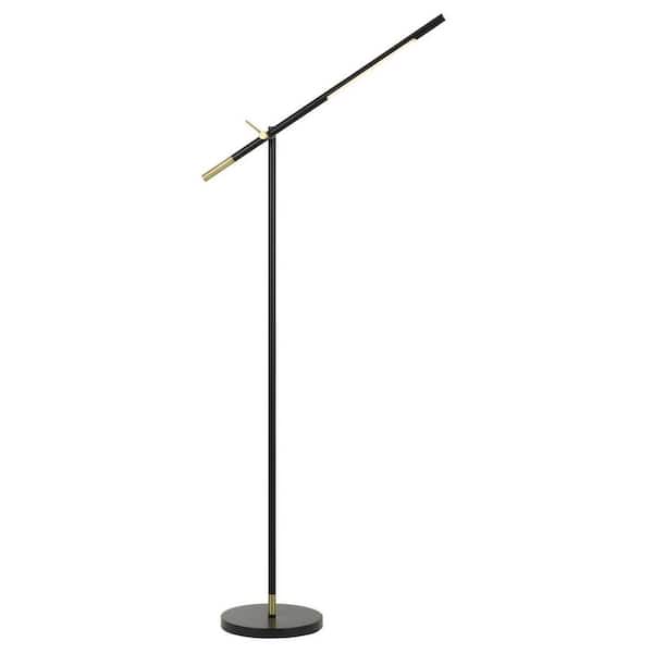HomeRoots 68 in. Black Adjustable Traditional Shaped Standard Floor Lamp