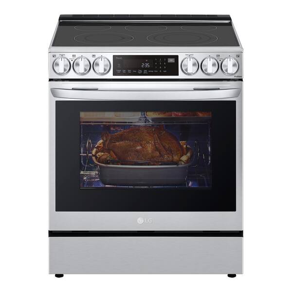 LG Electronics 6.3 cu. ft. Slide-in Electric Range with EasyClean, Instaview and Air Fry in Printproof Stainless Steel