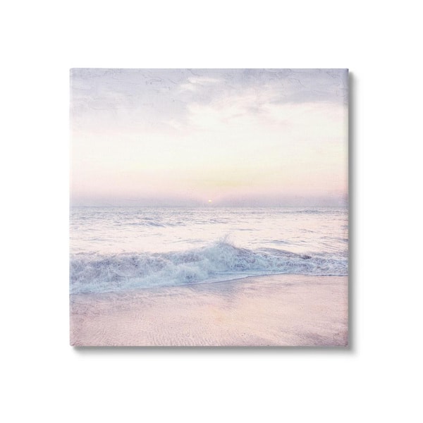The Stupell Home Decor Collection Crashing Beach Waves Morning Sunrise Design by Ann Bailey Unframed Nature Art Print 24 in. x 24 in.