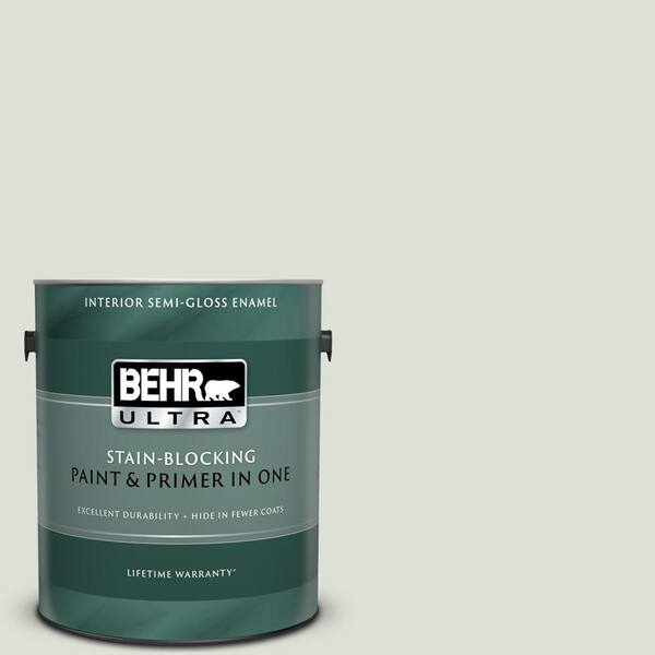 BEHR ULTRA 1 gal. #UL210-10 Whitened Sage Semi-Gloss Enamel Interior Paint and Primer in One