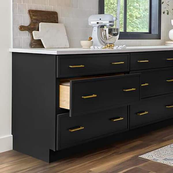Leyton 36 in. W x 24 in D x 34.5 in H Ready to Assemble Plywood Slim Shaker Cooktop Base Kitchen Cabinet in Raven Black