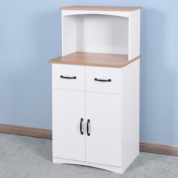 Unbranded White Wooden Kitchen Cabinet Pantry Storage Microwave Cabinet with Storage Drawer