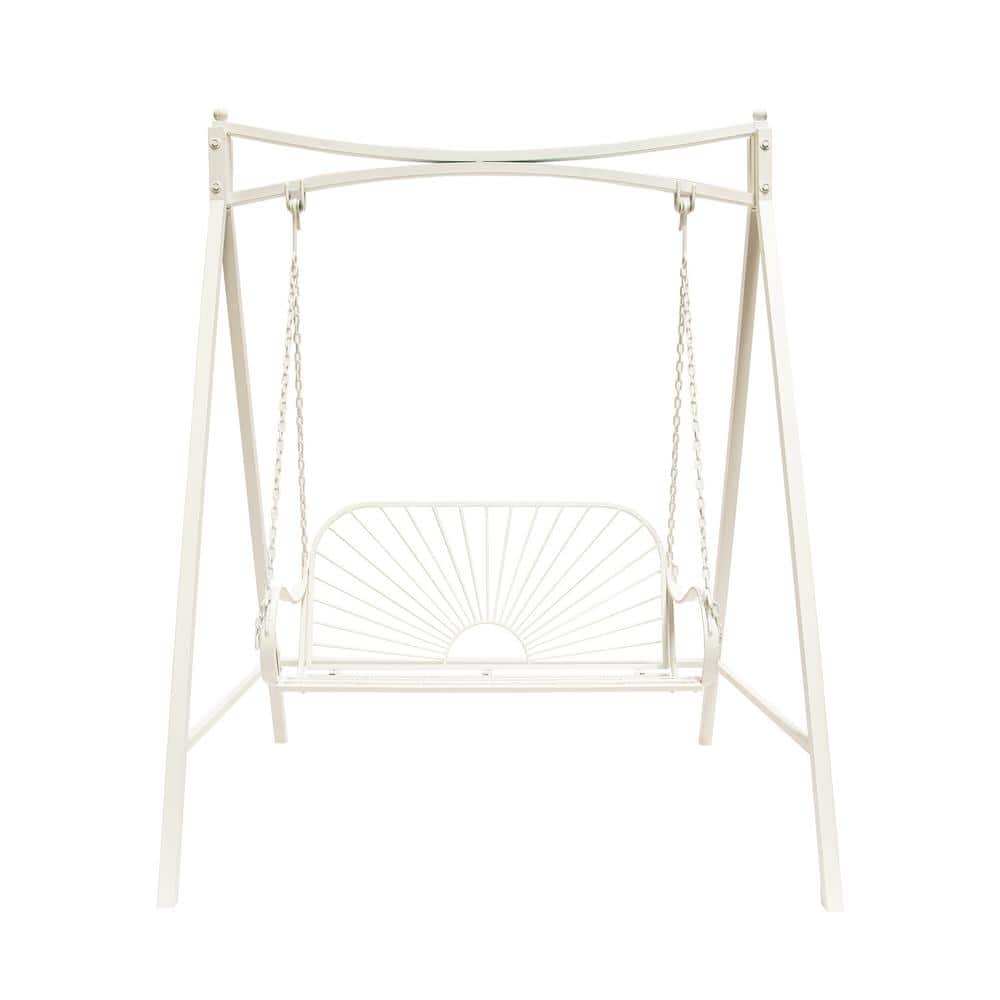 55.5 in.W 2-Person Seating White Metal Sun-Patterned Porch Swing price history on PriceWatchPro