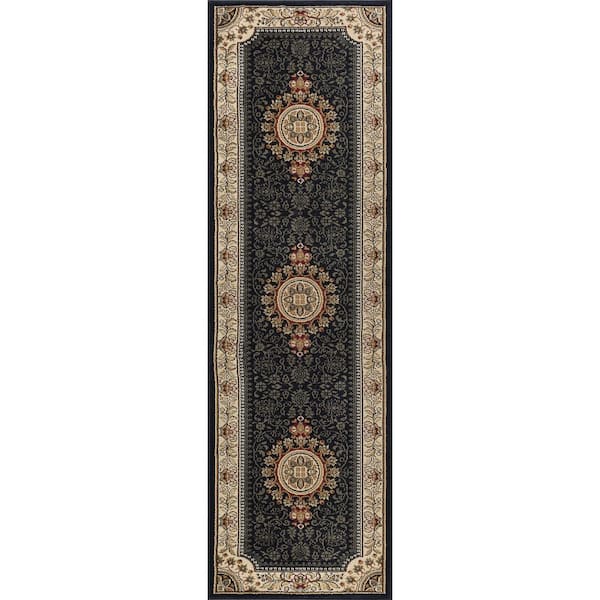 Sensation Oriental Black 2 ft. x 8 ft. Indoor Runner Rug