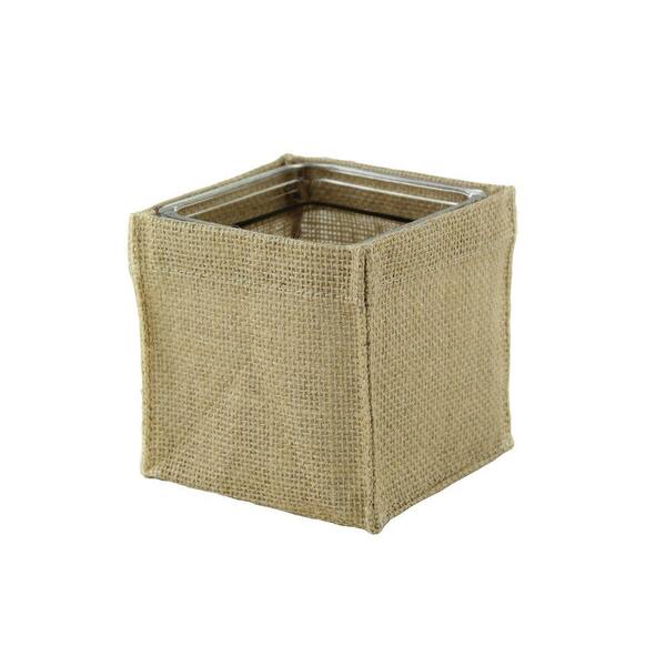 Syndicate 4 in. Square Burlap with Glass Vase