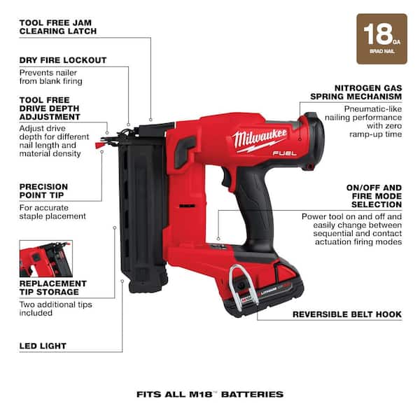 M18 FUEL GEN II 18-Volt 18-Gauge Lithium-Ion Brushless Cordless Brad Nailer Kit with M18 Oscillating Multi-Tool