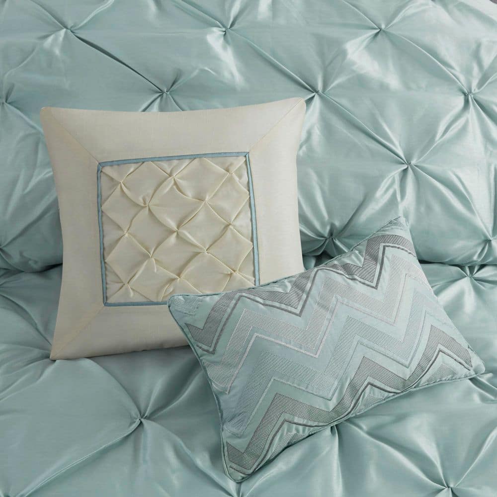 Seafoam Queen 7-Piece Pintuck Comforter Set