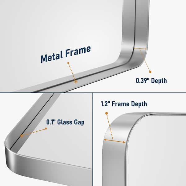 20 in. W x 28 in. H Medium Rectangular Metal Framed Wall Mounted Wall Bathroom Mirrors Bathroom Vanity Mirror in Silver