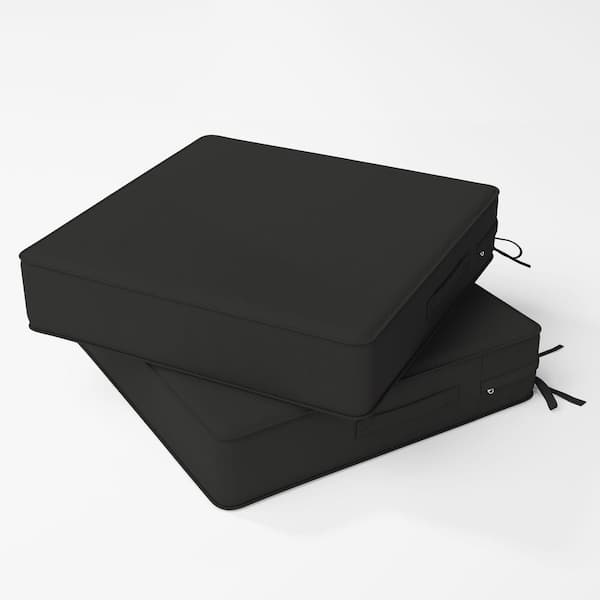 22 x 22 x 4 in. Square Outdoor Seat Pads (2-Pack), Waterproof Patio Cushions Fit for Dining Chairs, Black