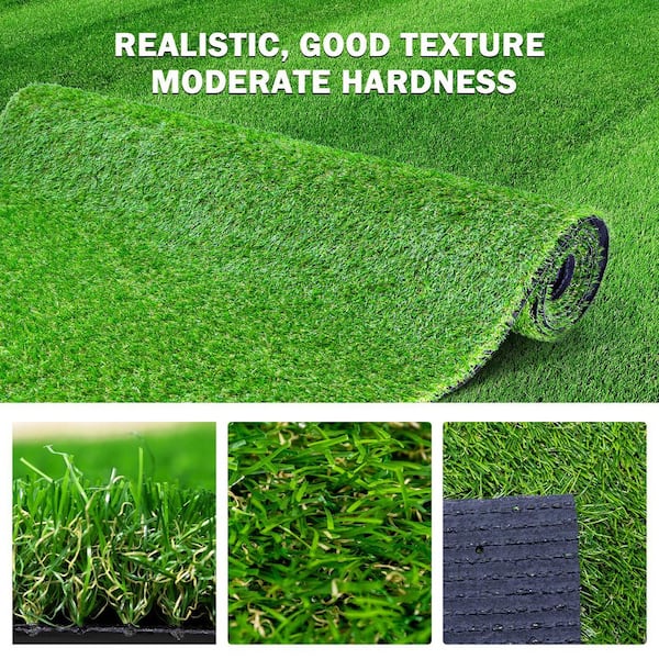 3.3 ft. x 10 ft. Green Outdoor Artificial Grass Runner Rug Realistic Artificial Turf Fake Grass w/Drainage Holes(3Pack)