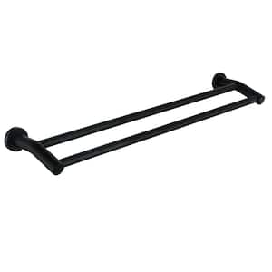 Stainless Steel 24 in. Wall Mounted Double Towel Bar Towel Rack in Matte Black