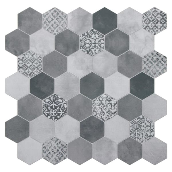 11 x 11.2 Stone Composite Peel & Stick Mosaic Tile sunwings Color: White