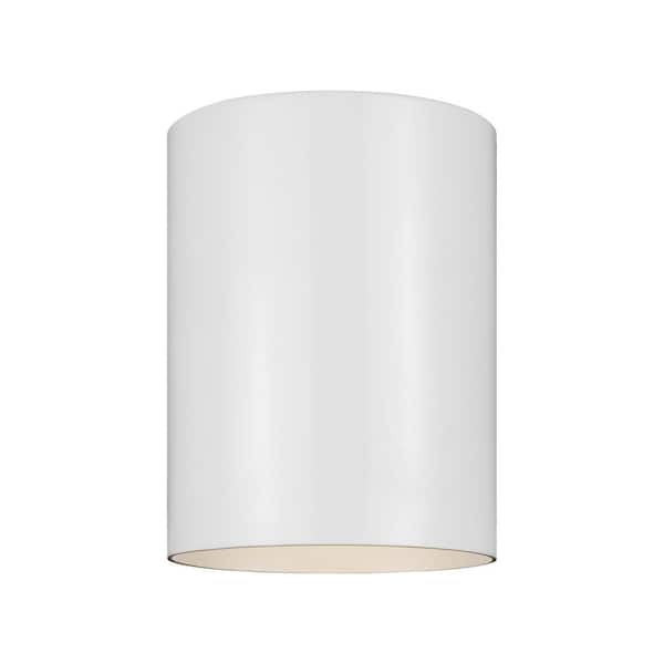 Generation Lighting Outdoor Cylinders 6.625 in. White Integrated LED Outdoor Ceiling Flushmount