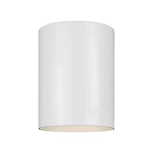 Outdoor Cylinders 6.625 in. White Integrated LED Outdoor Ceiling Flushmount
