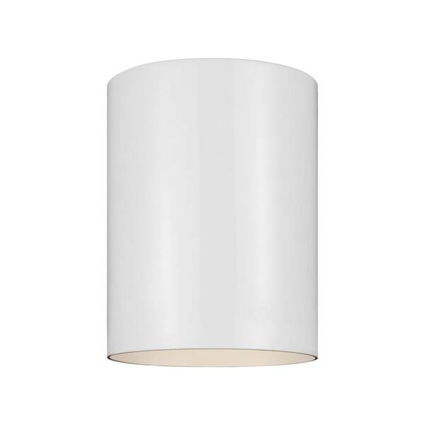 Sea Gull Lighting Outdoor Cylinders 6.625 in. White Integrated LED Outdoor Ceiling Flushmount