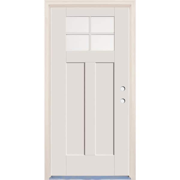 Builders Choice 36 in. x 80 in. Left-Hand 4-Lite Clear Glass Alpine Painted Fiberglass Prehung Front Door with 4-9/16 in. Frame