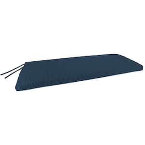 Sunbrella 48 in. x 18 in. Spectrum Indigo Navy Solid Rectangular Knife Edge Outdoor Settee Swing Bench Cushion with Ties
