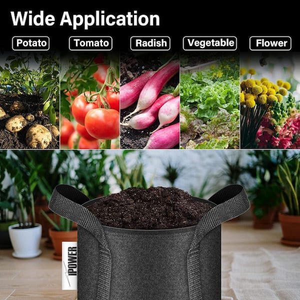 VEVOR Aeration Fabric Pots with Handles 400 gal. Plant Grow Bag Black Grow Bag Plant Container for Garden Planting (5-Pack)