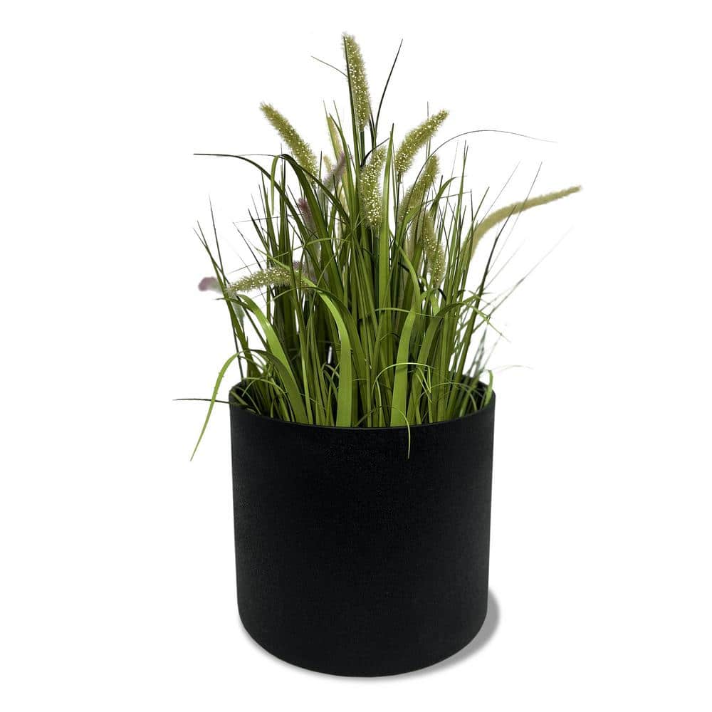 Black Composite Round Outdoor Flower Planters (Set of 2)