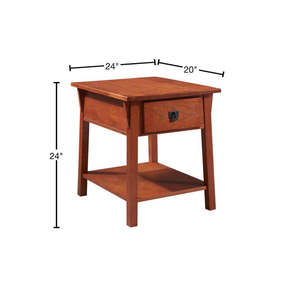 Russet Solid Wood Mission End Table with Locking Compartment