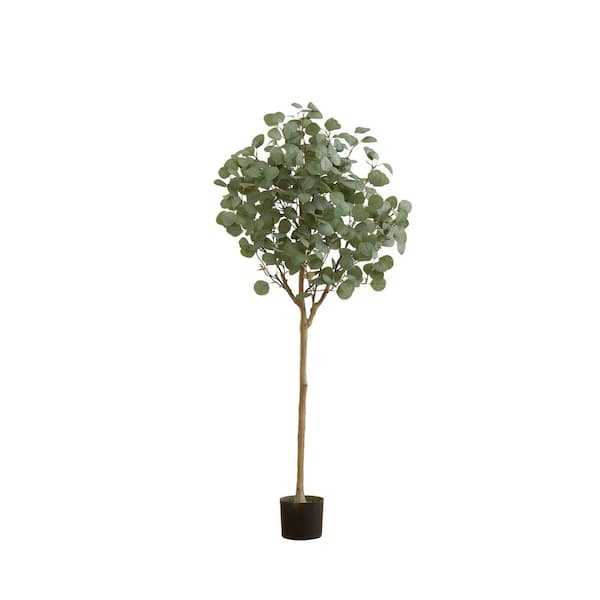 Nearly Natural 60 in. Green Artificial Eucalyptus Tree in Nursery Pot