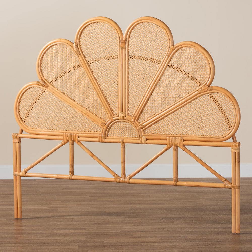 Flower Light Honey Brown Rattan Queen Standalone Headboard - thumbnail 5