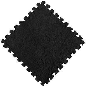 16 Pieces Foam Floor Mat Square Interlocking Carpet Tiles Play Mat Soft Climbing Area Rugs, 12 x 12 x 0.4 in. Black
