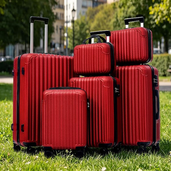 Merax 6-Piece Red ABS Plastic Hardshell 12,14,16,20,24,28 in. Dual