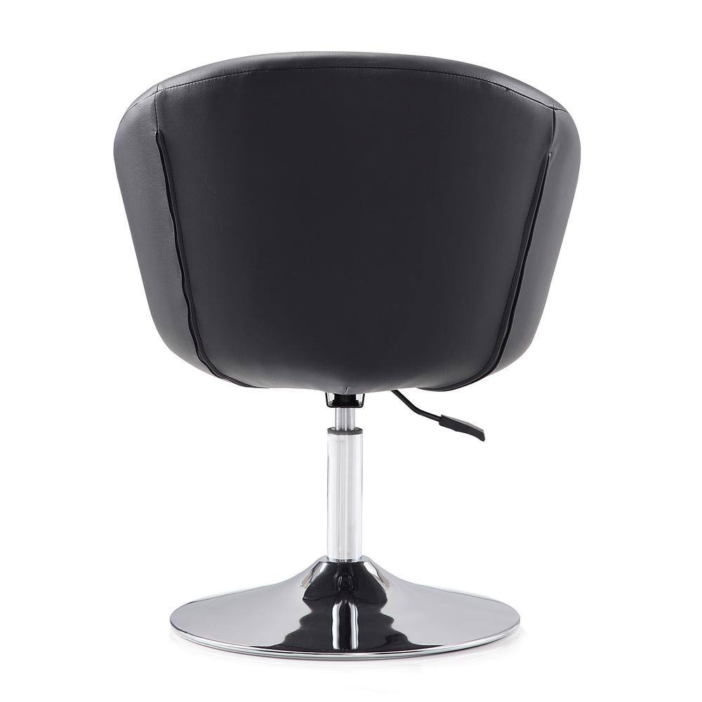 Set of 2 Black Faux Leather Swivel Chairs with Chrome Base