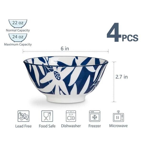 KHKFY White 8 fl. oz. Set of 6 Vintage Blue and 20 oz. Ceramic