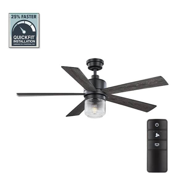 Home Decorators Collection 52 in. Veterno Indoor Matte Black LED Ceiling Fan with Remote Control