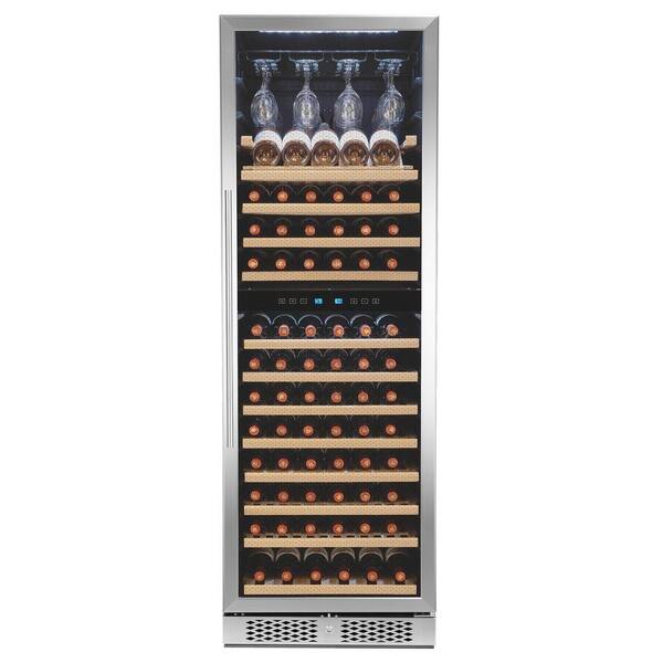 AKDY 69 in. 121-Bottle Freestanding Compressor Wine Cooler in Stainless Steel with Touch Panel