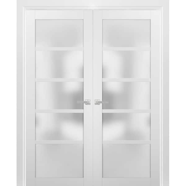 48 in. x 96 in. Single Panel White Finished Pine Wood Interior Door Slab with Hardware