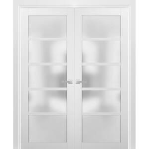 48 in. x 80 in. Single Panel White Finished Pine Wood Sliding Door with Hardware