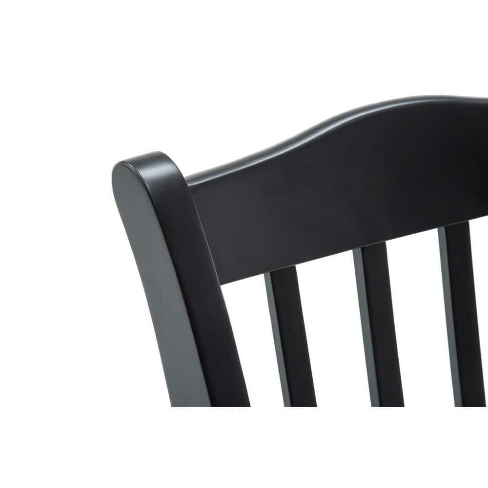 Set of 2 Black and Oak High Slat Back Dining Chairs