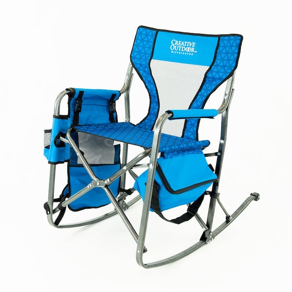 Unbranded Folding Rocking Ocean Diamond Metal Outdoor Rocking Chair