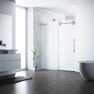 Elan 56 to 60 in. W x 74 in. H Sliding Frameless Shower Door in Chrome with 3/8 in. (10mm) Frosted Glass